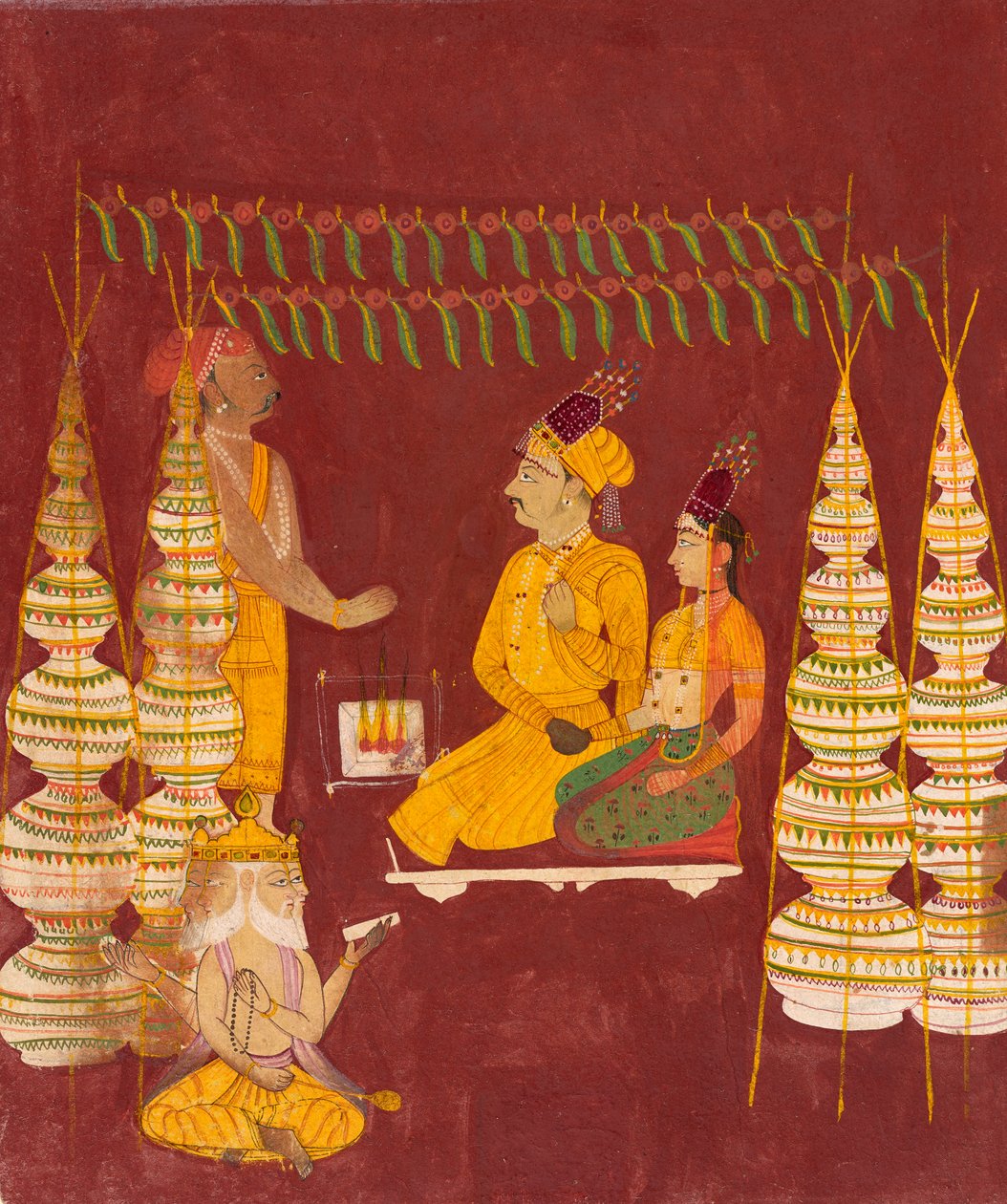 Esküvői szertartás Brahma jelenlétében, 1680 körül alkotó: Indian School