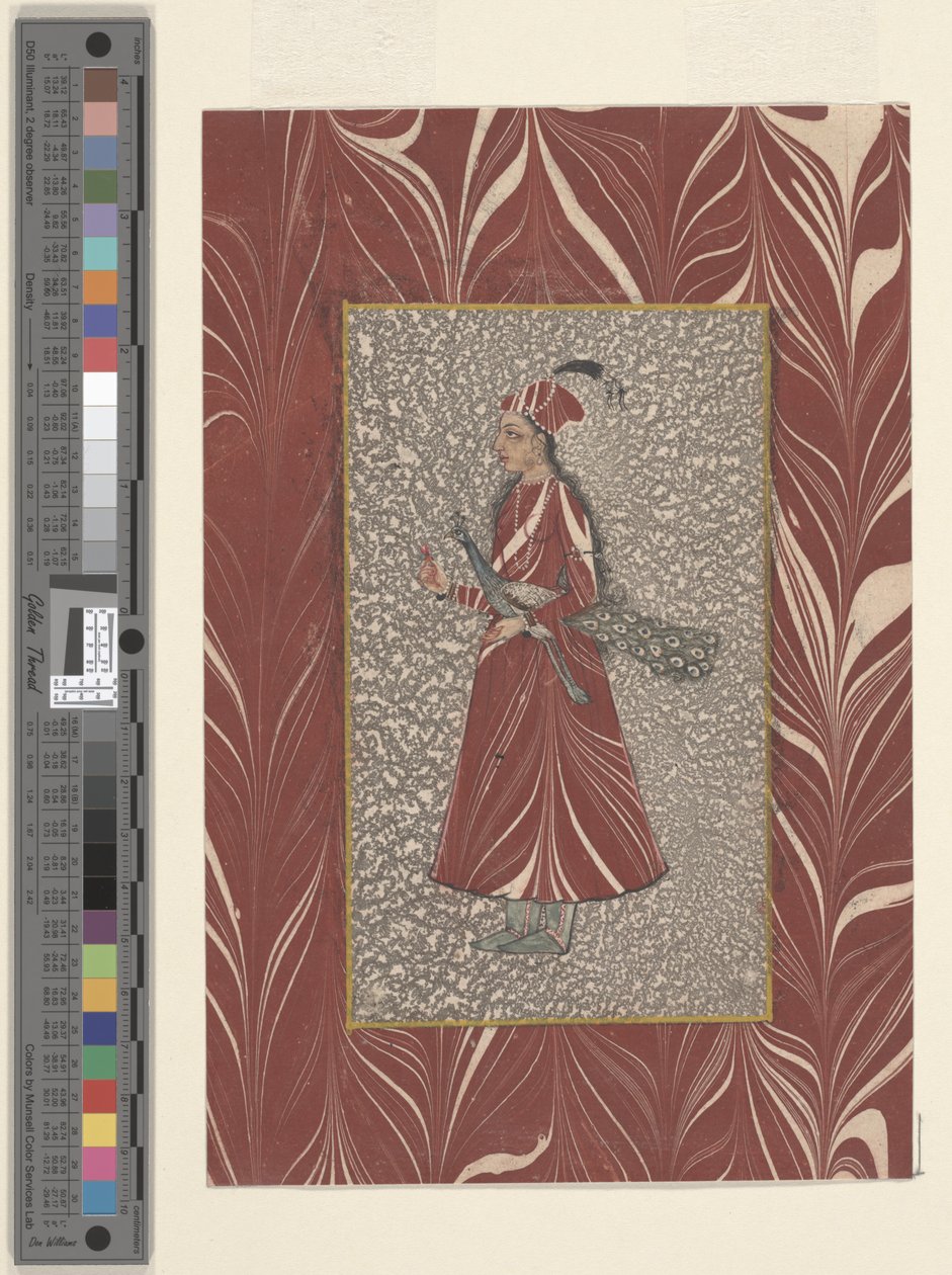 Pávát tartó nő, Bijapur, d1660 (tinta és akvarell papíron) alkotó: Indian School