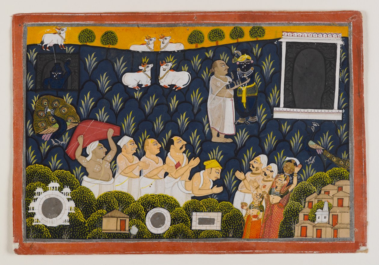 Krisna imádata, 1800 körül (papíron átlátszatlan wc) alkotó: Indian School