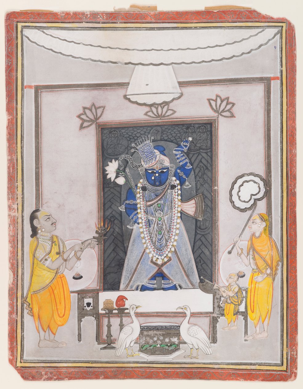 Shrinathaji imádata (átlátszatlan wc, arany és ezüst papíron) alkotó: Indian School