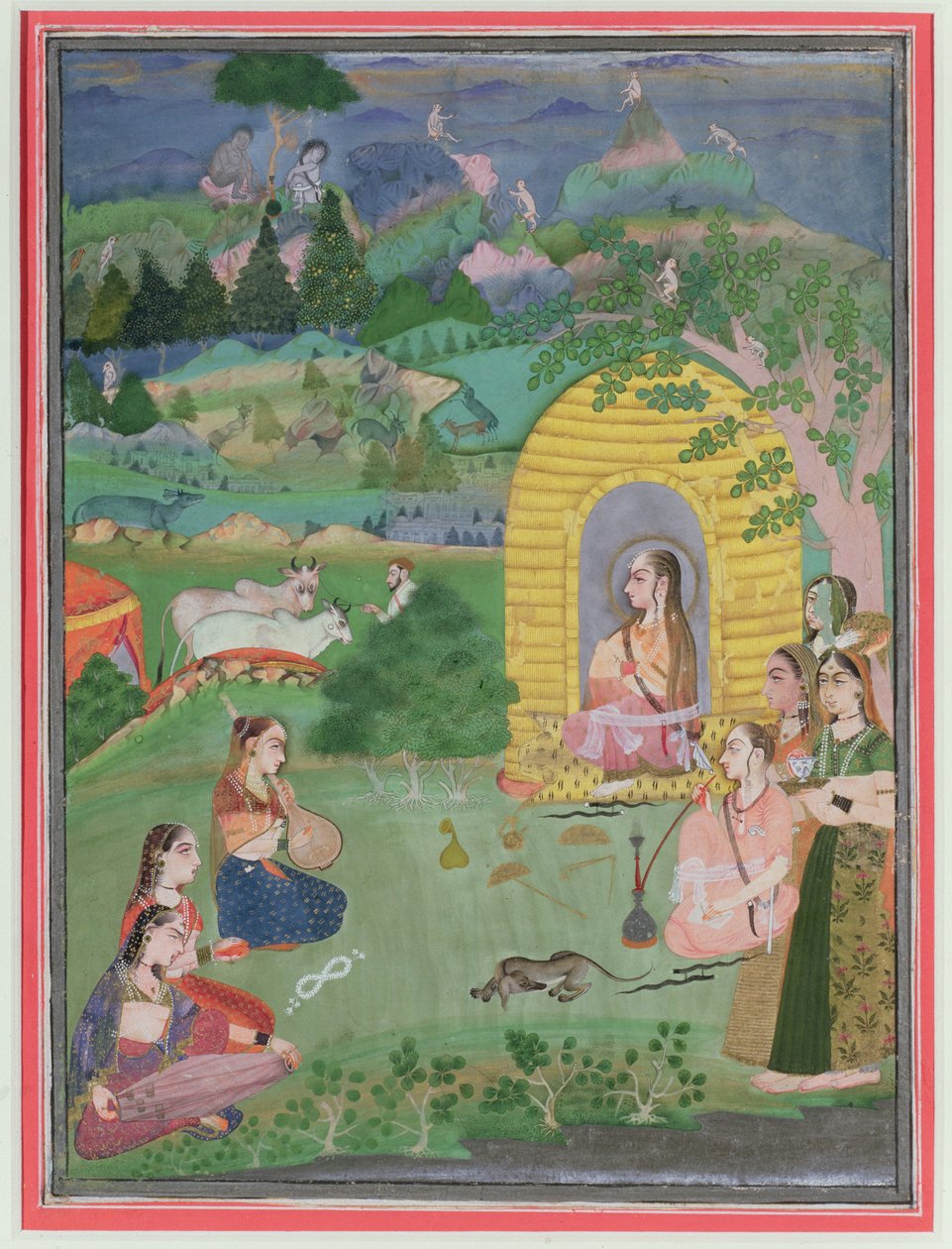 Yoginik (női hindu aszkéták) egy tájban, Bikaner Iskola, 1680 körül alkotó: Indian School