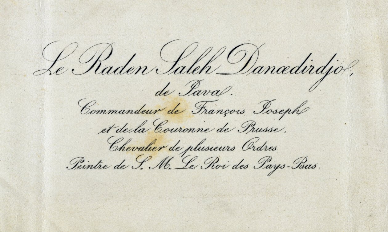 Raden Saleh Danoedirdgio névjegykártyája, 1850-80 körül alkotó: Indonesian School