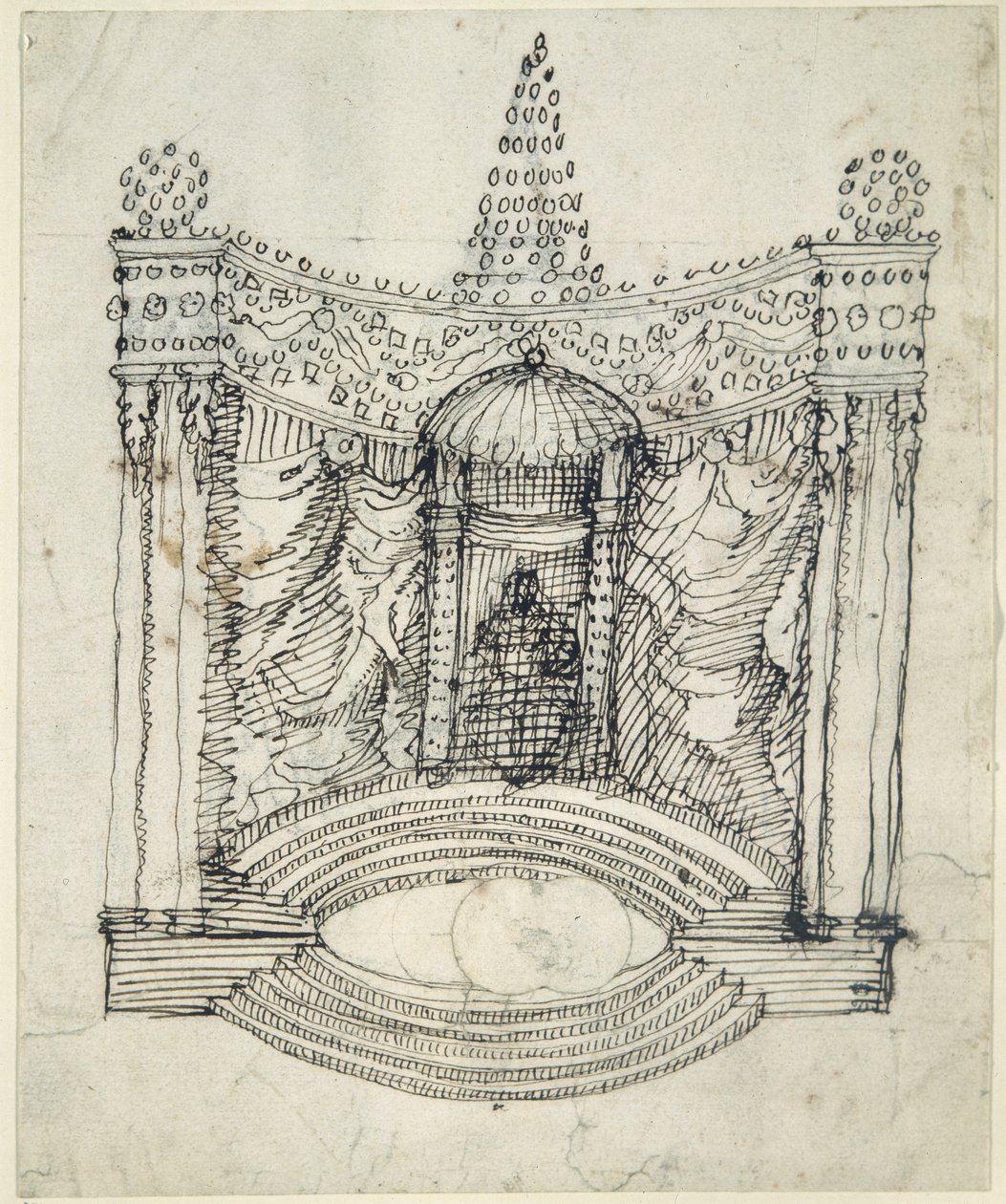Egy trón (toll és tinta papíron) alkotó: Inigo Jones