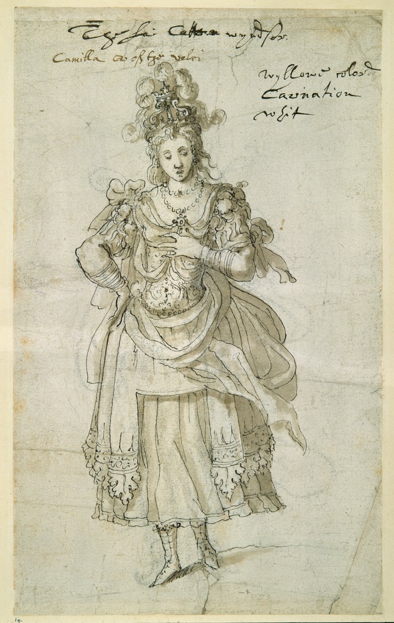 Camilla, 1609 körül (toll és tinta papíron) alkotó: Inigo Jones