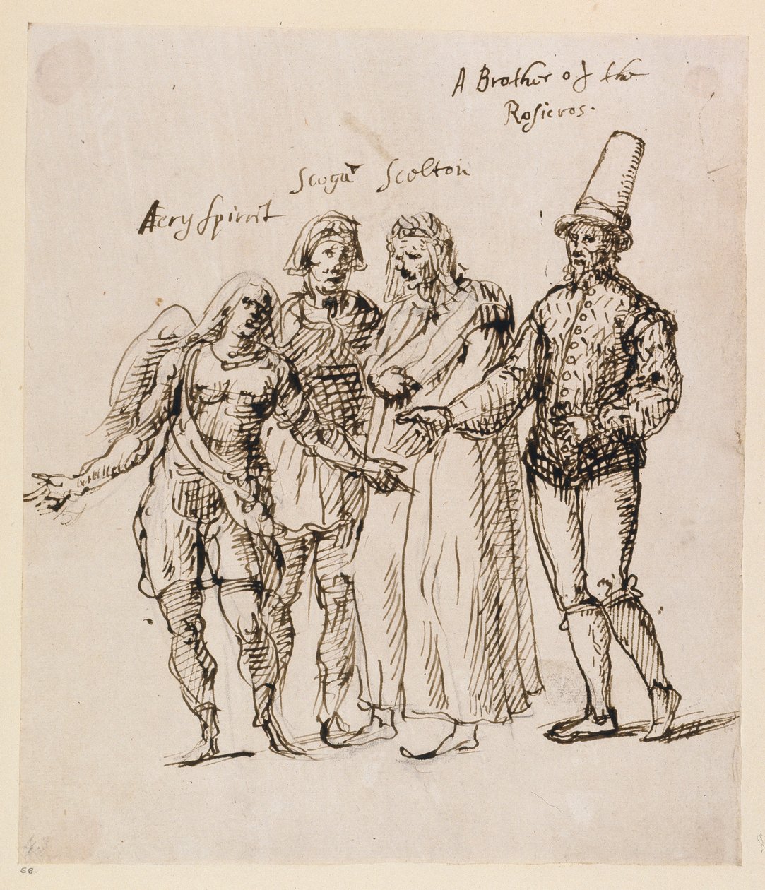 Johphiel, Merefool, Skelton és Scogan, 1625 körül (toll és tinta papíron) alkotó: Inigo Jones