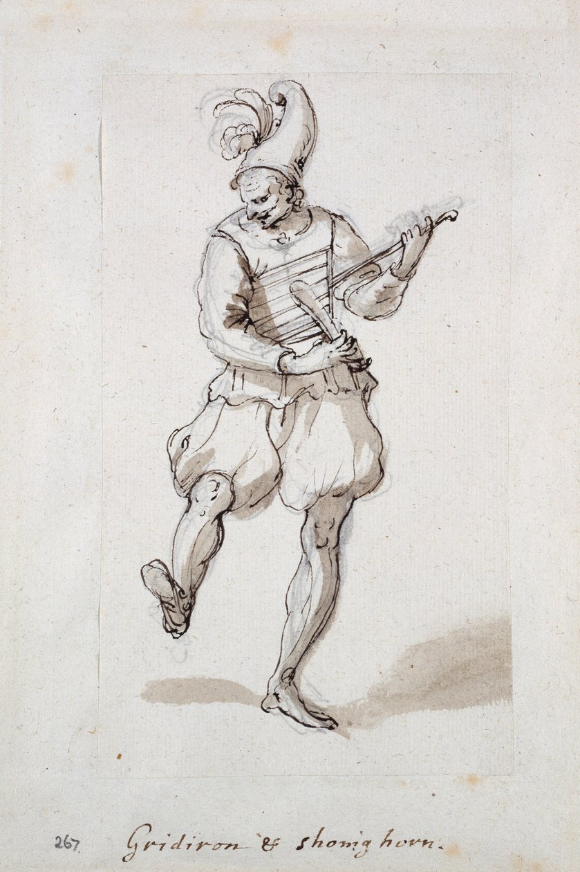 Férfi rácsos és cipőszarvú (toll és tinta papíron) alkotó: Inigo Jones