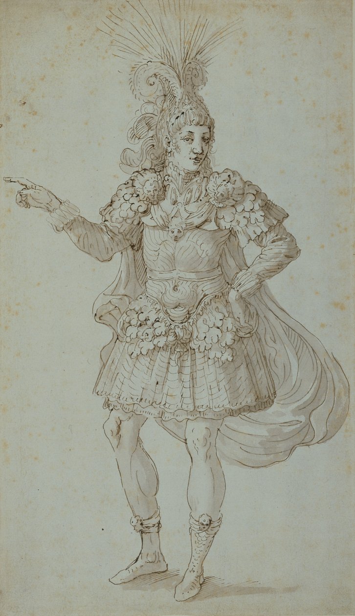 Masquer jelmez (toll és tinta papíron) alkotó: Inigo Jones