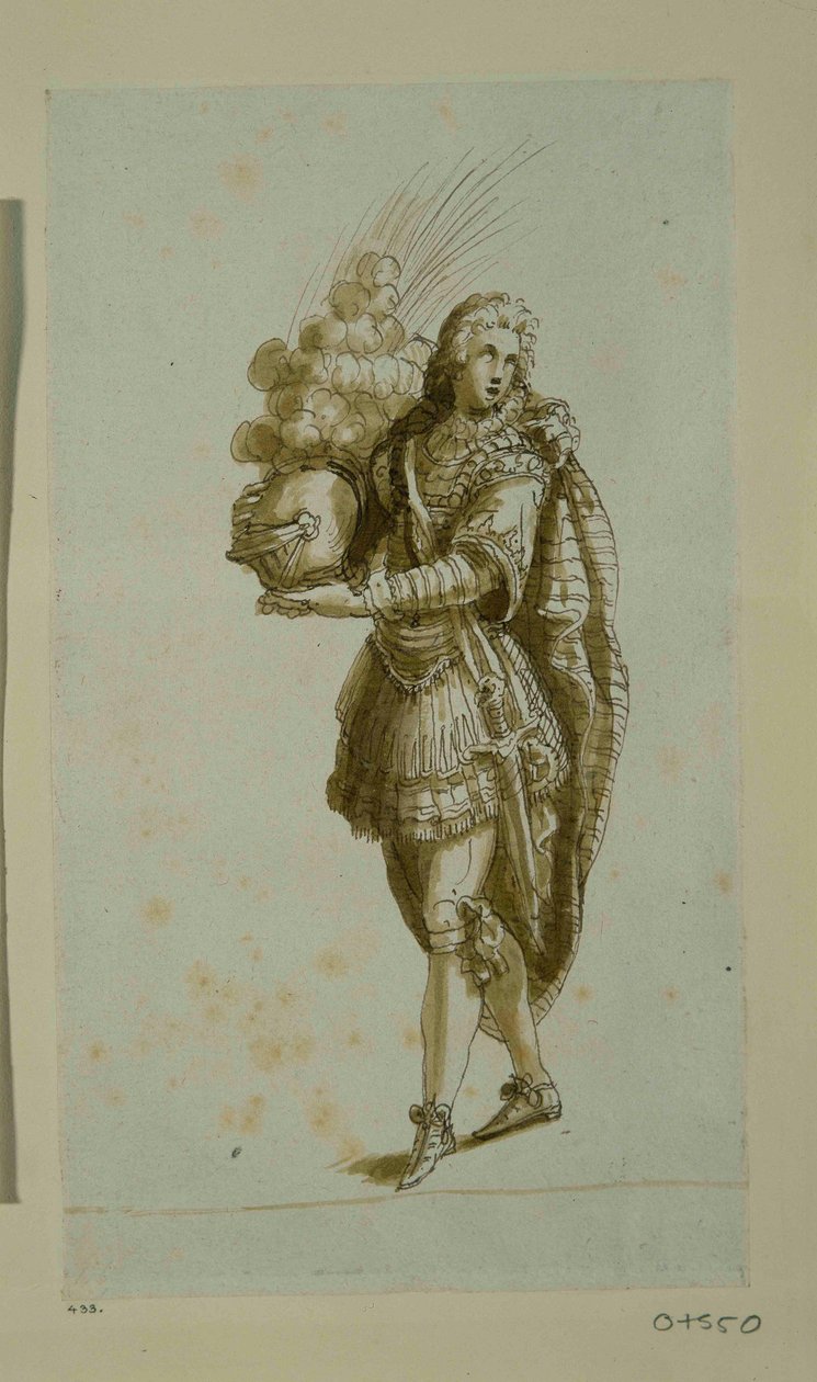 Sisakos oldal (toll és tinta papíron) alkotó: Inigo Jones