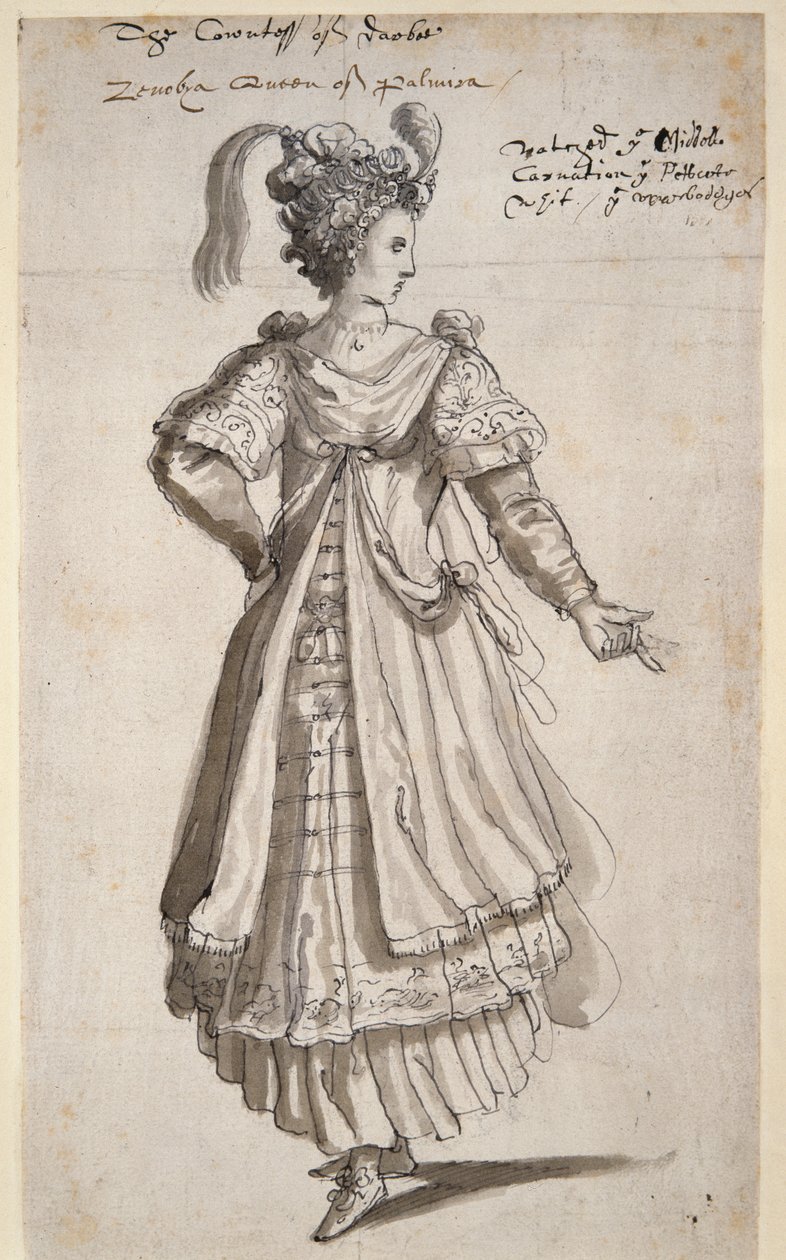 Zenobia királynő, 1609 körül (toll és tinta papíron) alkotó: Inigo Jones