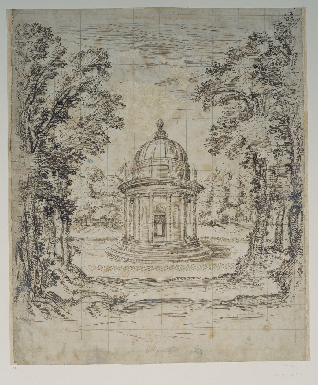 Apolló temploma (toll és tinta papíron) alkotó: Inigo Jones