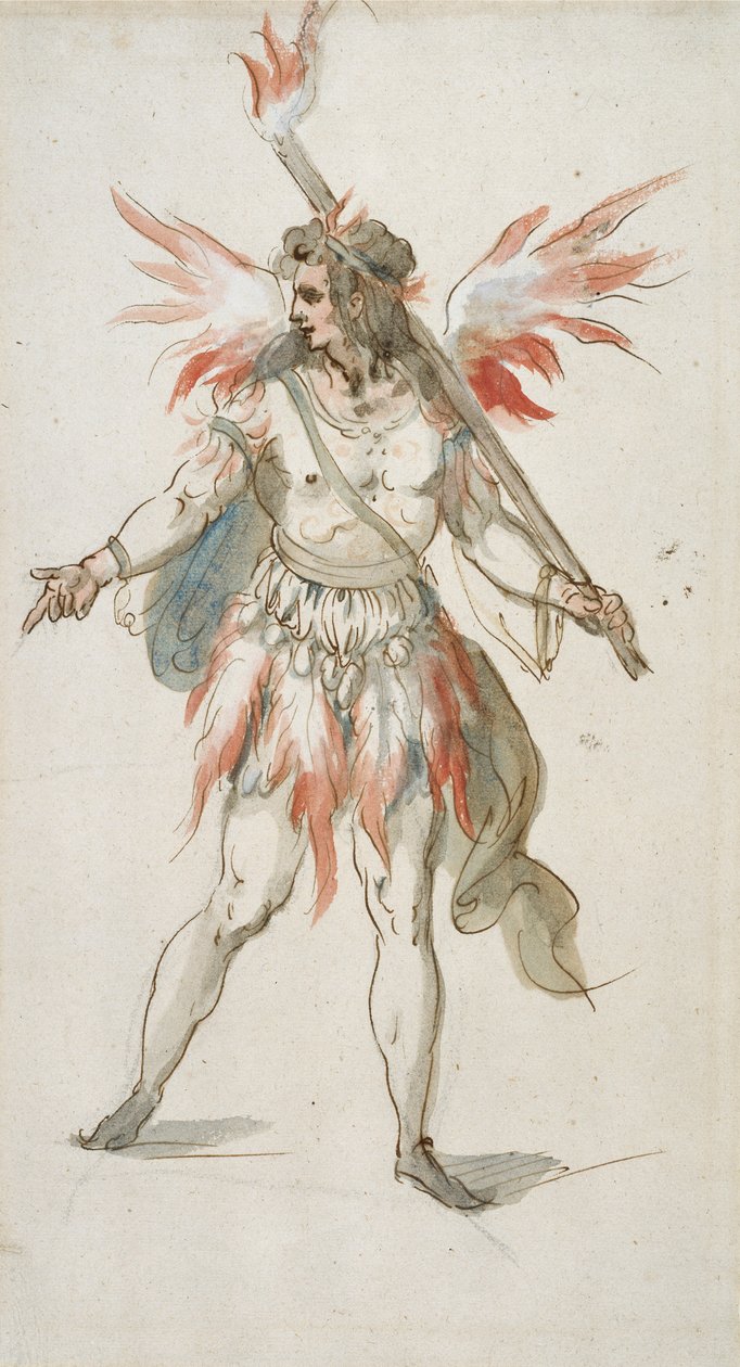 Fáklyavivő: tüzes szellem (akvarell papíron) alkotó: Inigo Jones