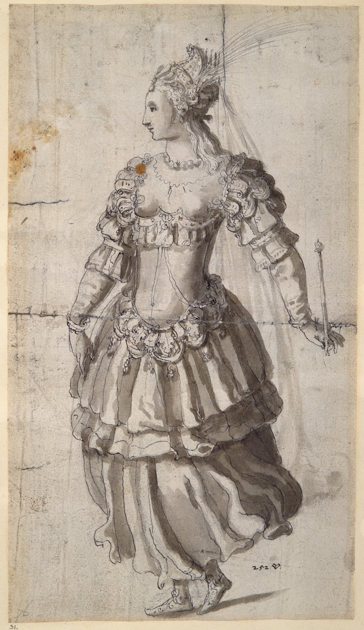 Azonosítatlan királynő (toll és tinta papíron) alkotó: Inigo Jones