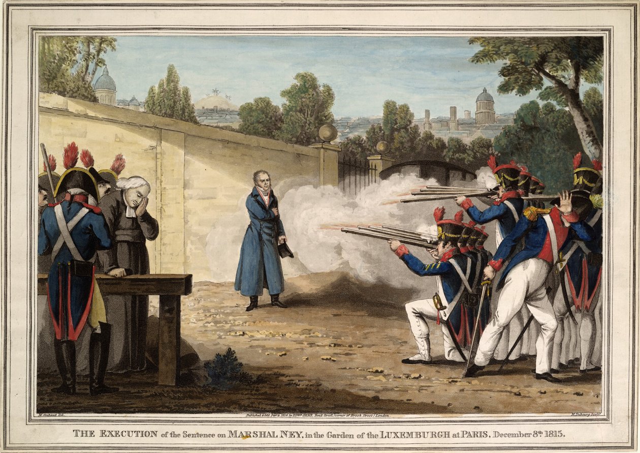 Michel Ney marsall kivégzése a Luxembourg-kert közelében 1815. december 7-én, 1816. alkotó: Innocent Louis Goubaud