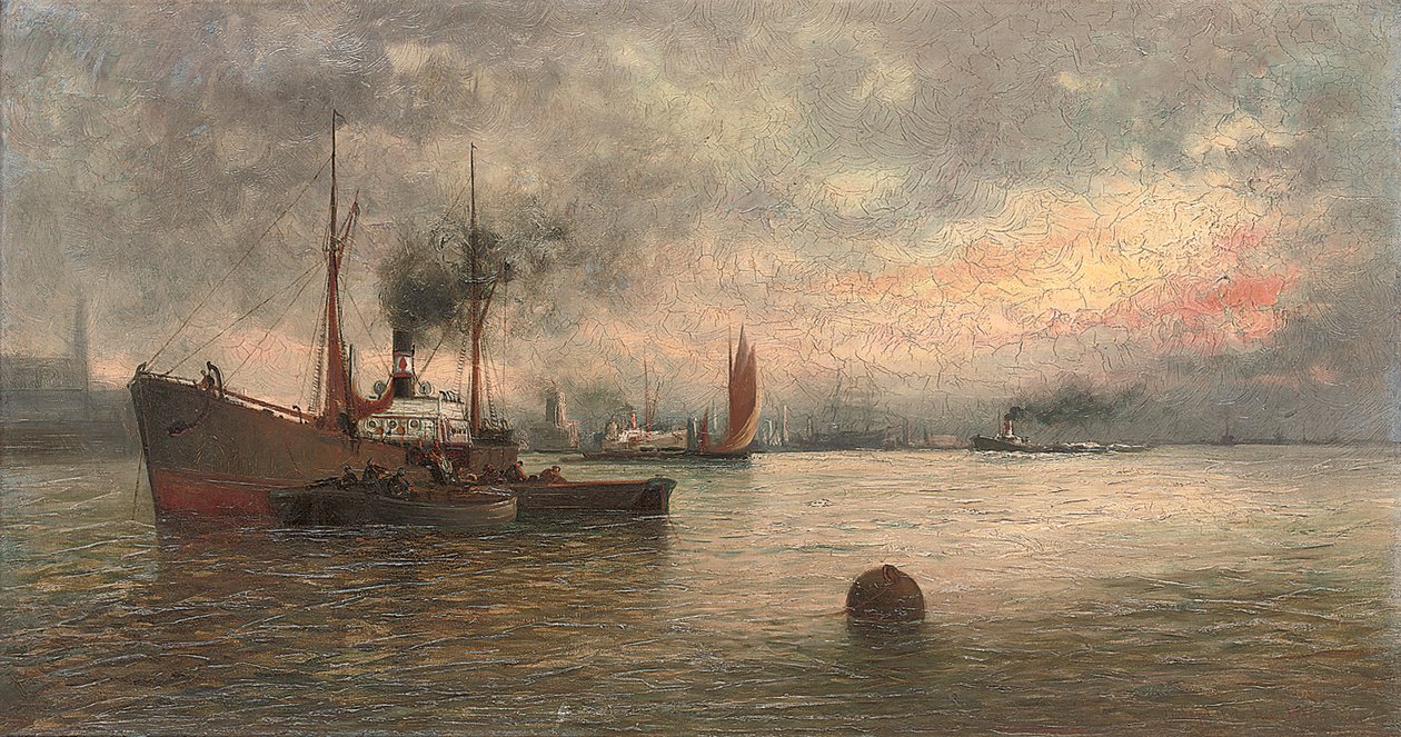 Rakomány kirakodása a kikötőben, 1871 alkotó: Ioannis Altamouras