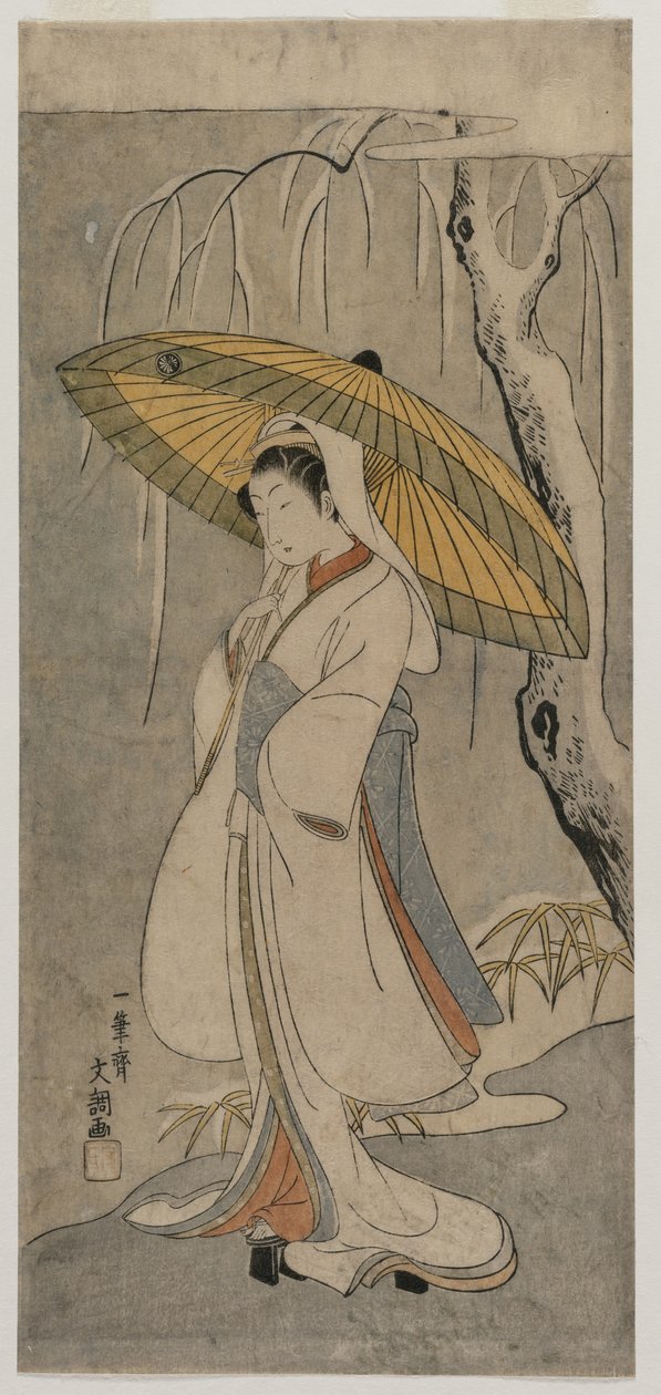 Segawa Kikunojo II as the Heron Maiden from the series Ichimura Theater, 1770. alkotó: Ippitsusai Bunchō