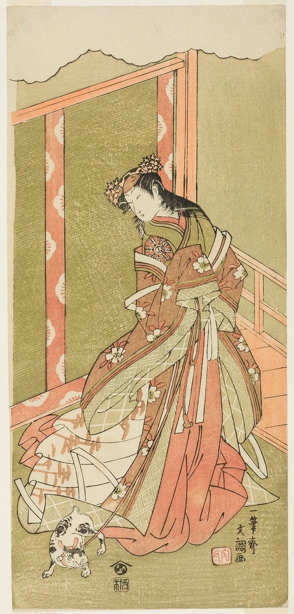 A színész, Nakamura Noshio I, mint a harmadik hercegnő (Nyosan no Miya) a Fuki Kaete Tsuki mo Yoshiwara című darabban (Rethat Roof: The Moon is Shines Over the Yoshiwara Pleasure District), amely a Morita Színházban szerepel a tizenegyedik Mo első napjától alkotó: Ippitsusai Bunchō