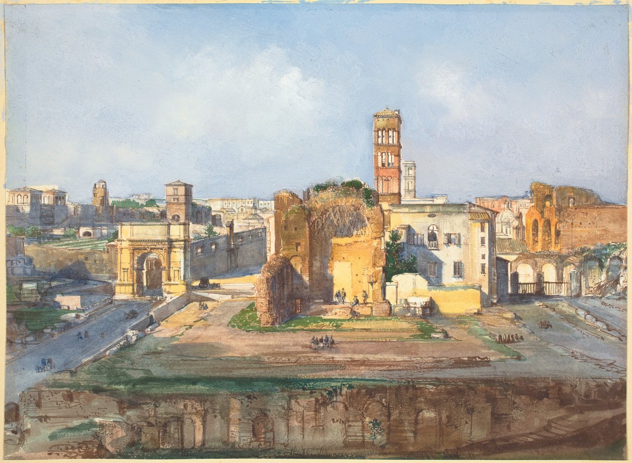 Titus íve és Vénusz temploma és Róma a Forum Romanum közelében alkotó: Ippolito Caffi