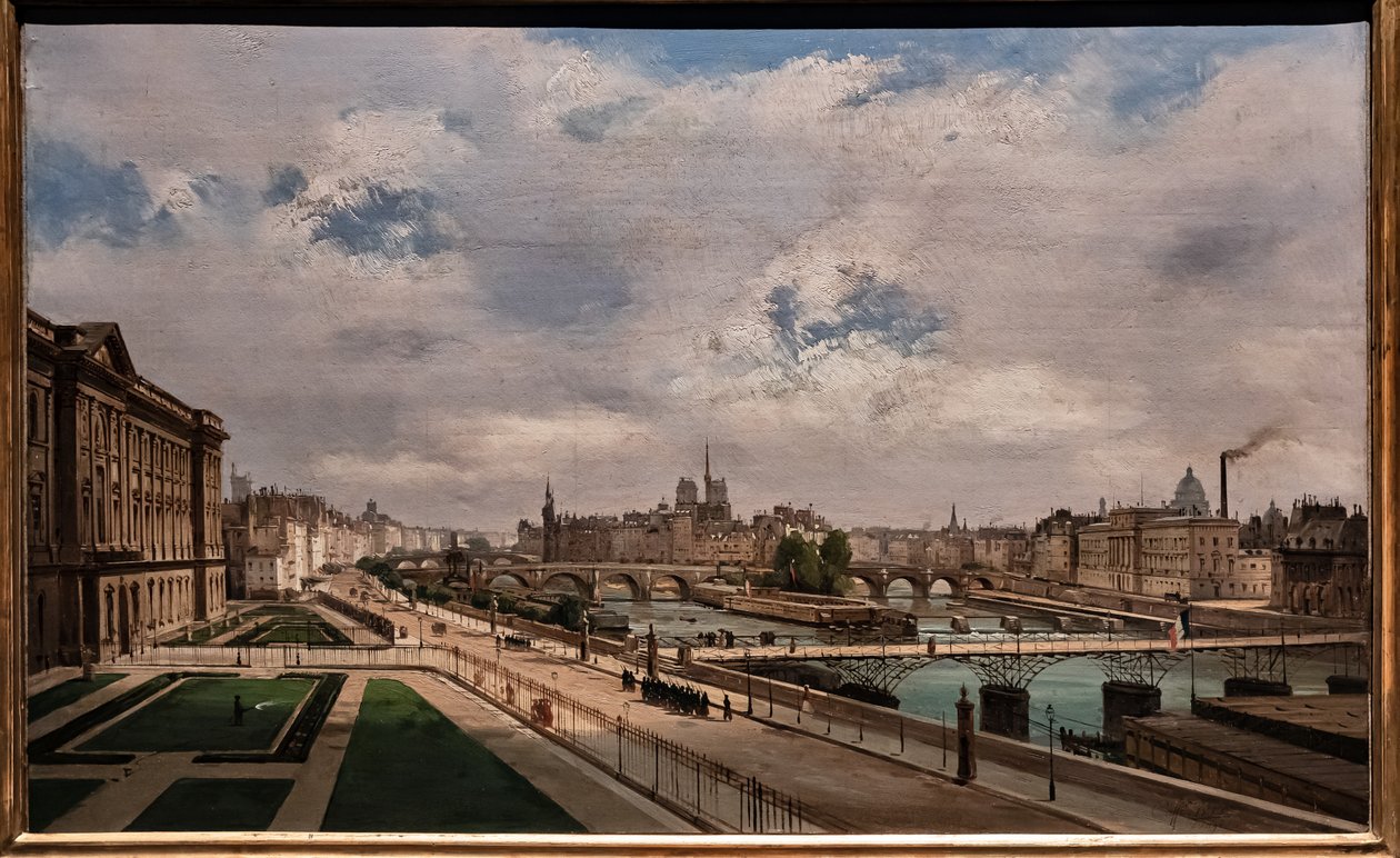 Kilátás Párizsra a Louvre-palotából alkotó: Ippolito Caffi