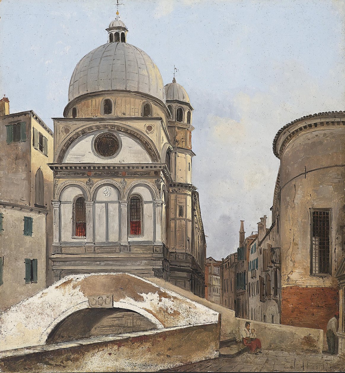 Kilátás a velencei Maria dei Miracole és Santa Maria Nova templomokra alkotó: Ippolito Caffi