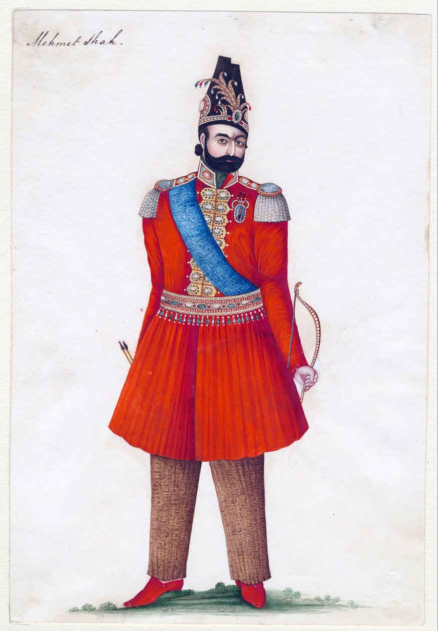 Mohammad Shah Qajar (1808-1848), perzsa király - iráni mester - 1835 - Gouache papíron - 24,2x16,5 - Magángyűjtemény alkotó: Iranian School