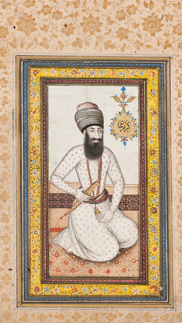 Karim Khan Zand portréja, a Nadir Shah, Qajar Irán párjának egyike alkotó: Iranian School