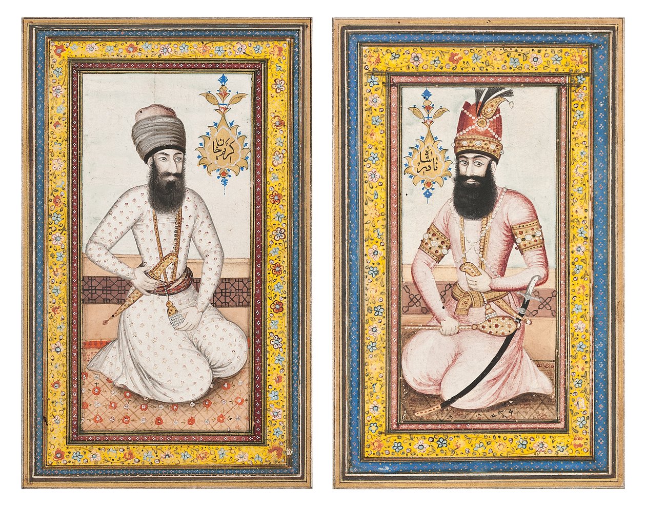 Karim Khan Zand és Nadir Shah portréi, Qajar Irán alkotó: Iranian School