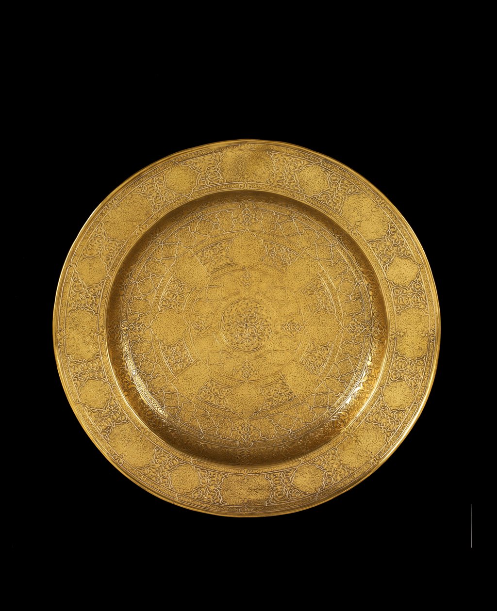 Vésett sárgaréz edény ezüst berakással, később aranyozással, 1575-99 alkotó: Iranian School