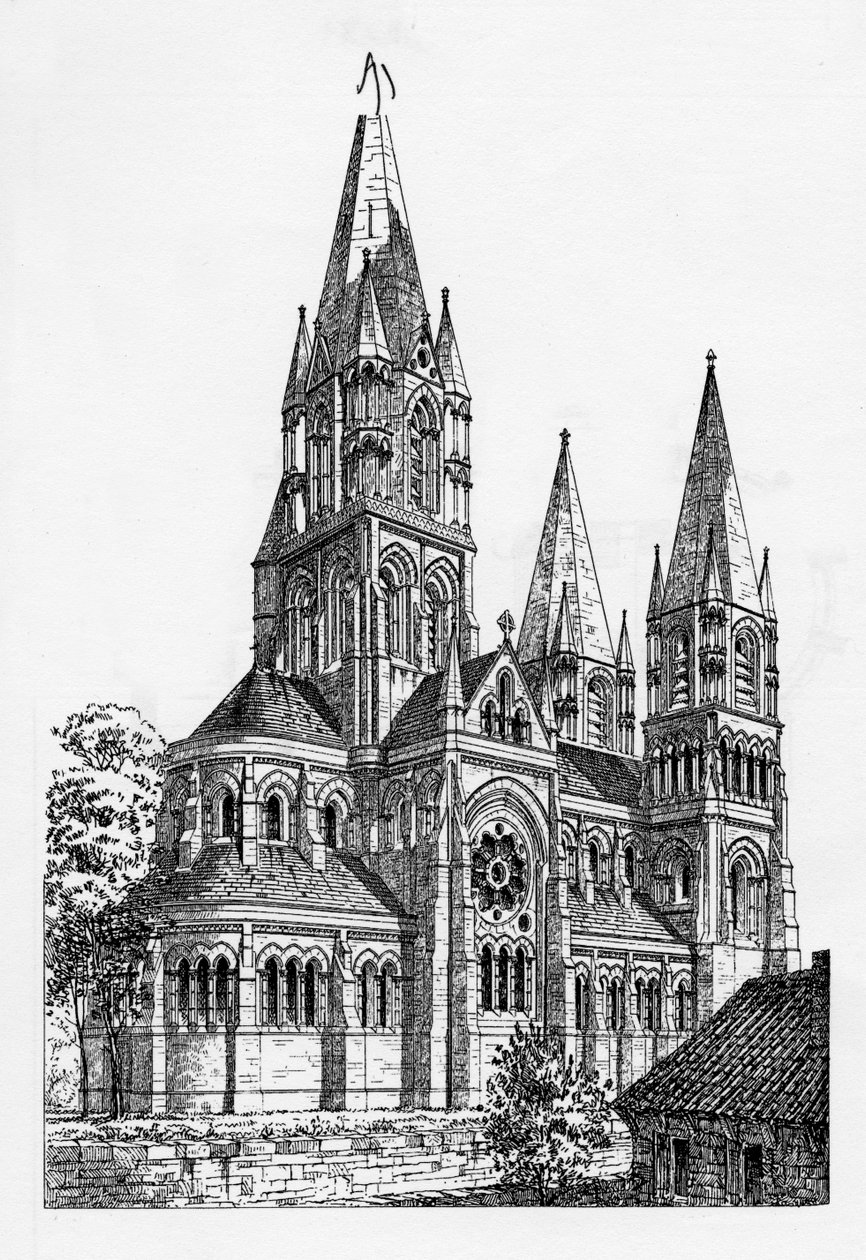 Cork katedrális, illusztráció az építészből, 1869 alkotó: Irish School