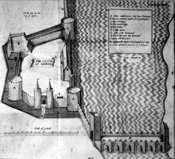 17. századi terv a Limericki kastélyról (Írország) (metszet) alkotó: Irish School