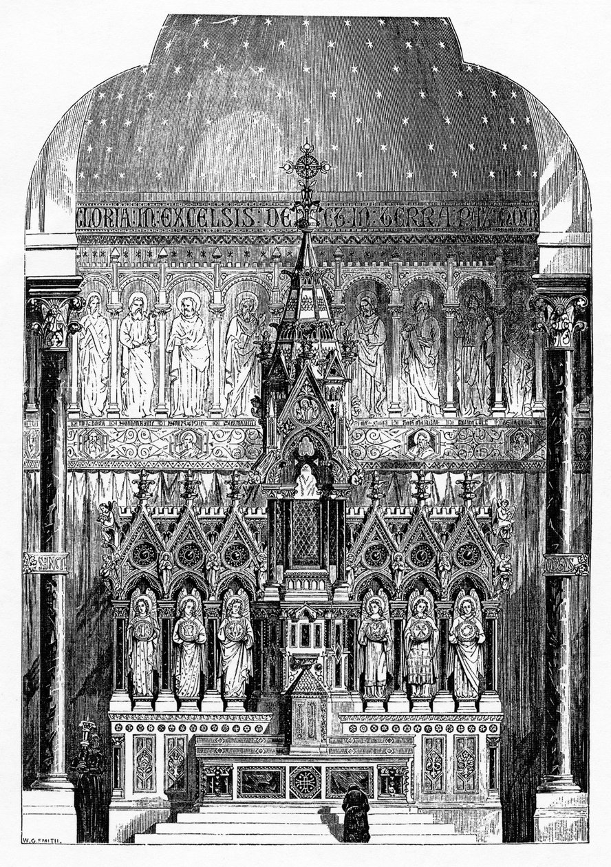 Szent Alphonsus Liguori főoltár, Limerick, Írország, illusztráció a "The Builder"-ből, 1865 alkotó: Irish School
