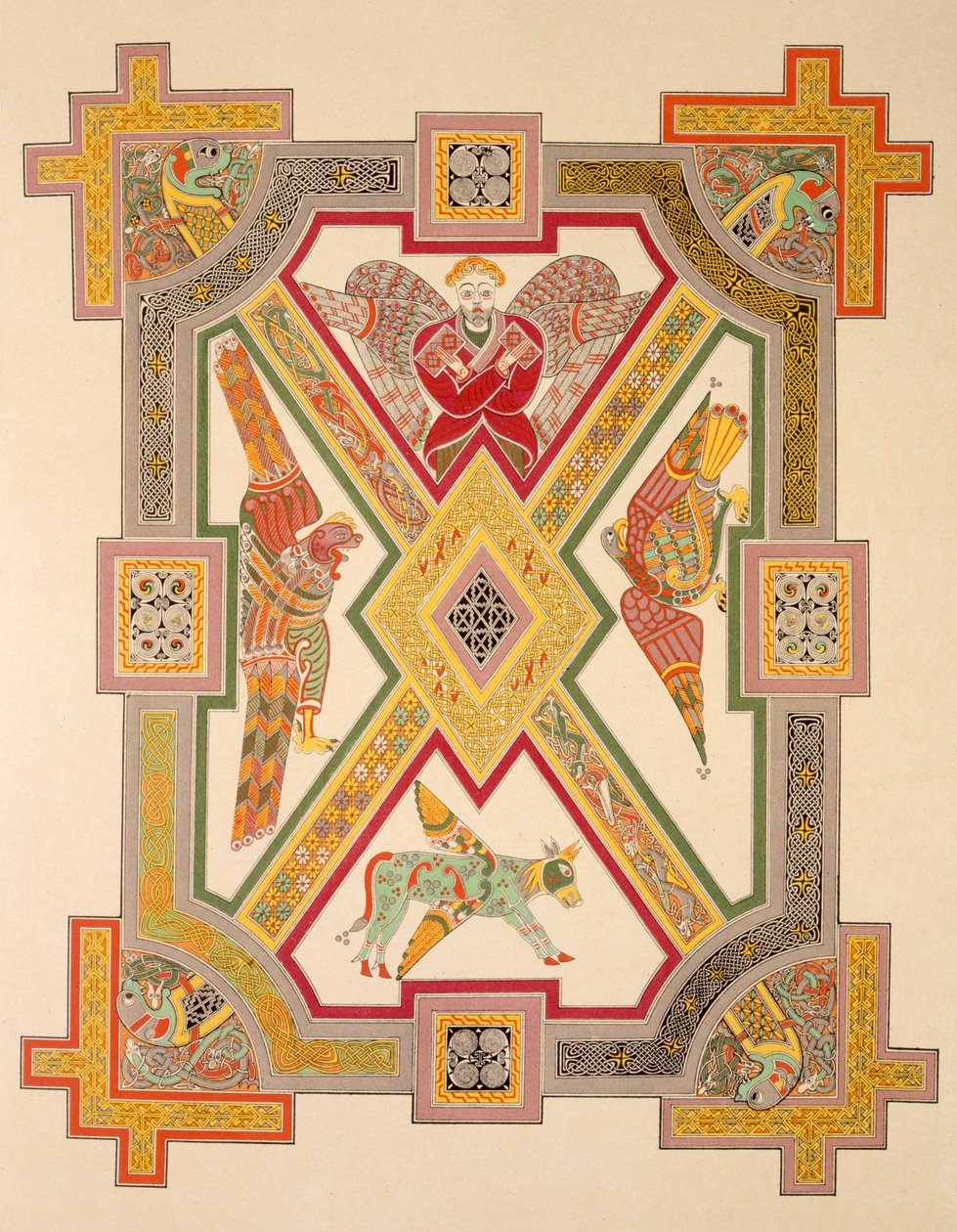 A négy evangélista, a Book of Kells fakszimile példányából, pub. írta: Day & Son alkotó: Irish School