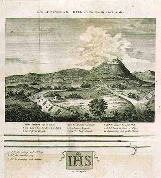 Kilátás az Ecet-hegyre az északkeleti oldalon, tányér Sir Richard Musgrave „Memoirs of the Different Rebellions in Ireland” c. alkotó: Irish School