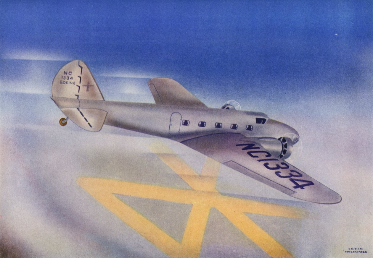 Boeing 247D (színes litográfia) alkotó: Irvin L. Holcombe