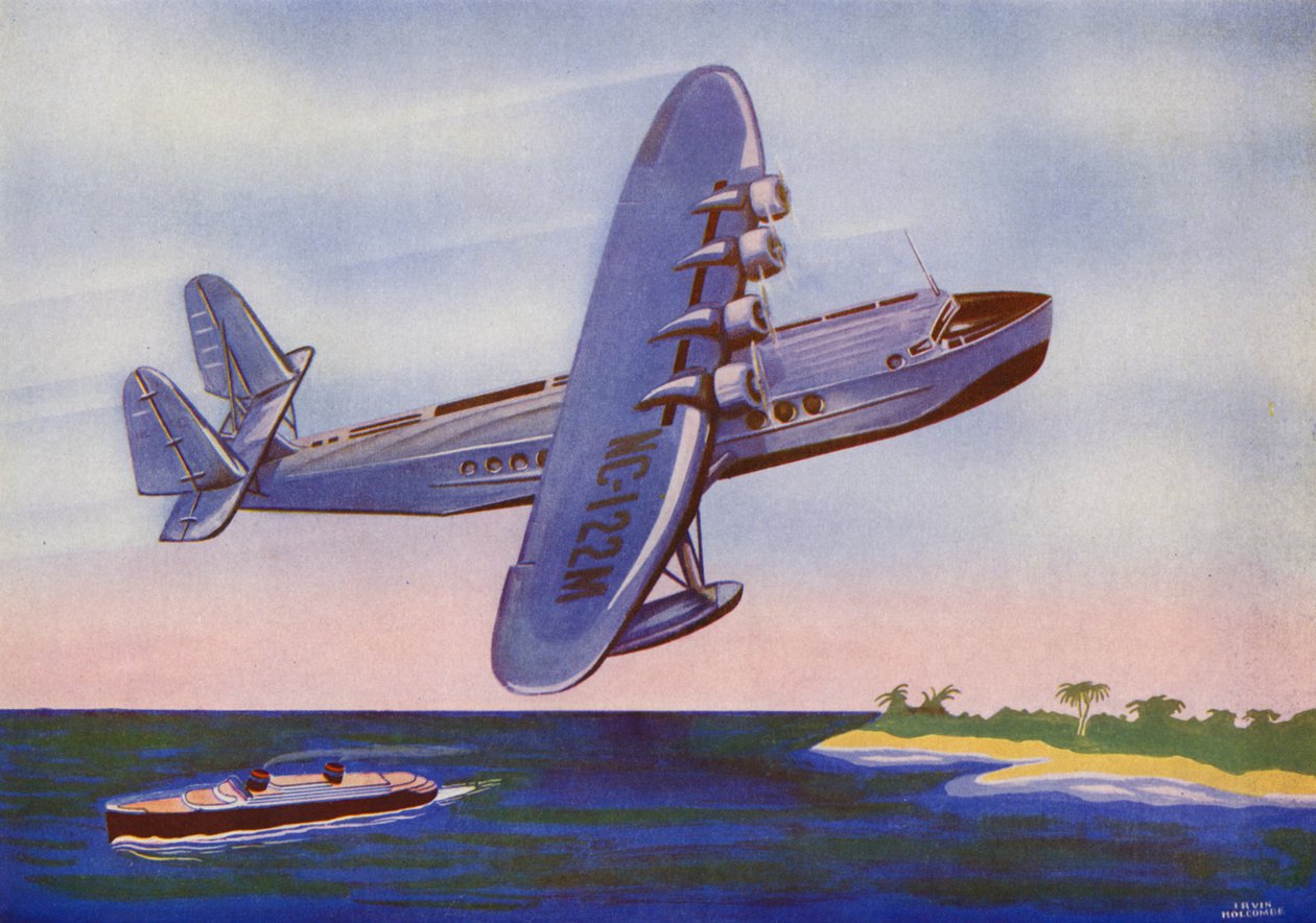 Sikorsky S-42, Bermuda Clipper (színes litográfia) alkotó: Irvin L. Holcombe