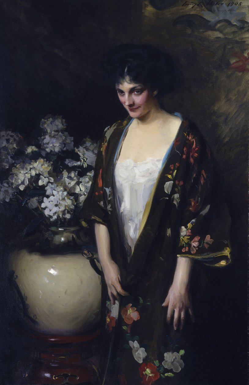 Barna Kimono (Kathryn Beta la Forque portréja) alkotó: Irving R. Wiles