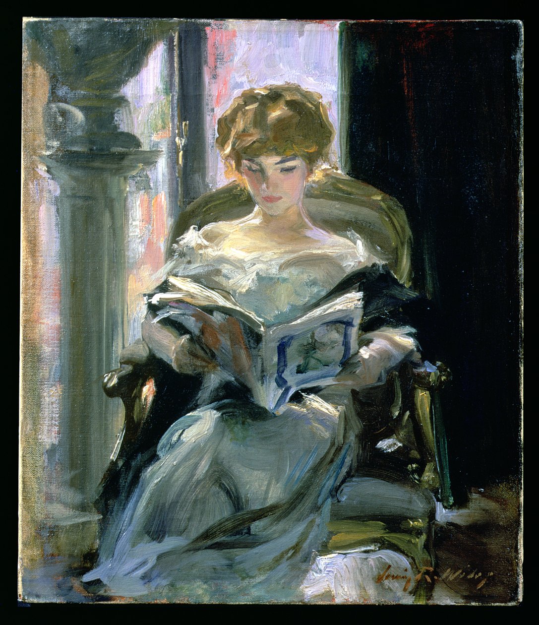 Olvasó nő (olaj, vászon) alkotó: Irving Ramsay Wiles