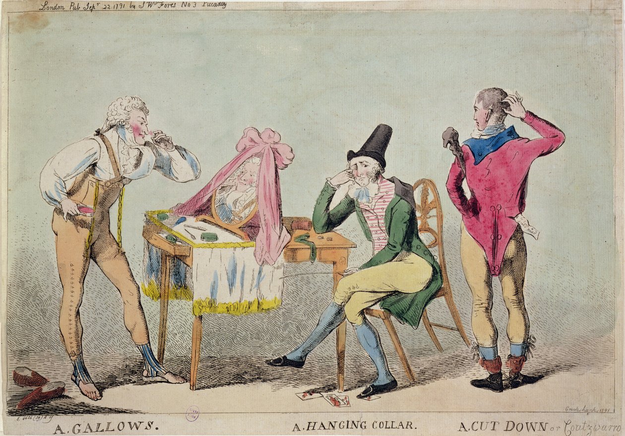 Karikatúra a francia arisztokrata emigránsokról Angliában az 1791-es forradalom idején alkotó: Isaac Cruikshank