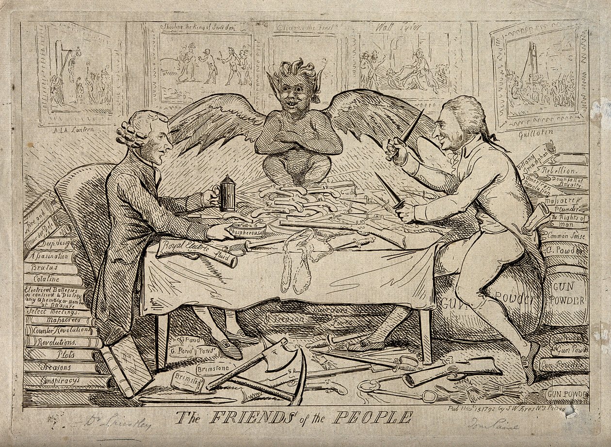 Joseph Priestley és Thomas Paine köztársasági szolidaritása. 1792 alkotó: Isaac Cruikshank