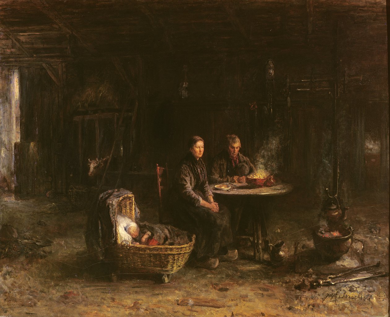 Ebéd egy farmon Karlshavenben, Delden közelében, 1885 alkotó: Isaac Israels