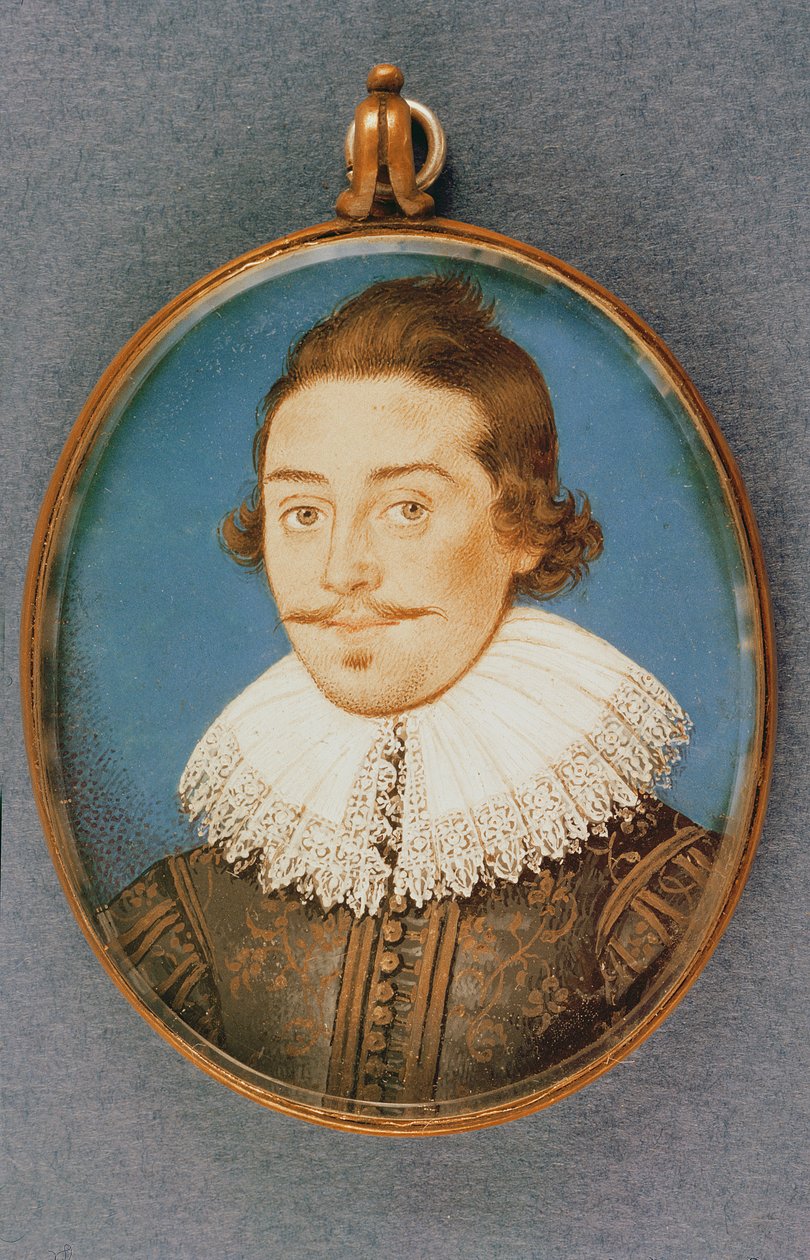 A Dorset család ismeretlen tagja, miniatűr, 1615 körül alkotó: Isaac Oliver