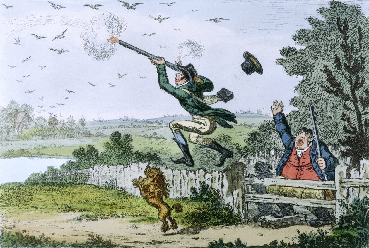 Cockney Sportsmen: James Gillray (1757-1815) metszete 1800 (kézi színezett metszet). alkotó: Isaac Robert Cruikshank