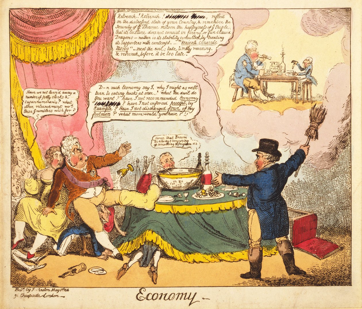 Gazdaság, 1816 (kézzel színezett metszet) alkotó: Isaac Robert Cruikshank