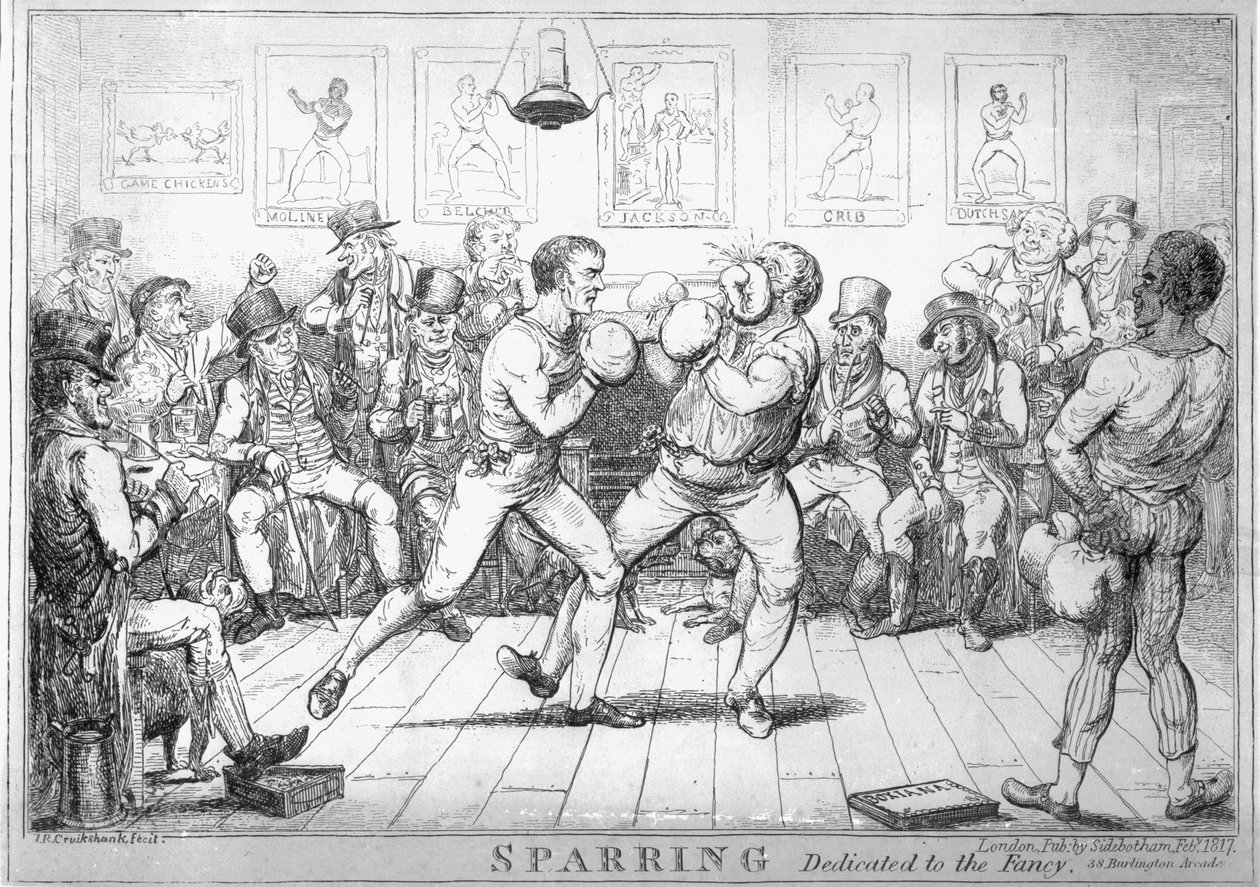 Sparring, 1817 alkotó: Isaac Robert Cruikshank