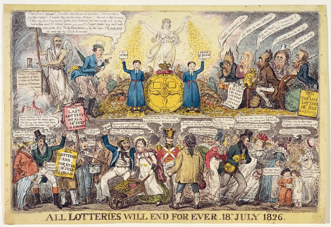 A lottó vége, 1826 alkotó: Isaac Robert Cruikshank
