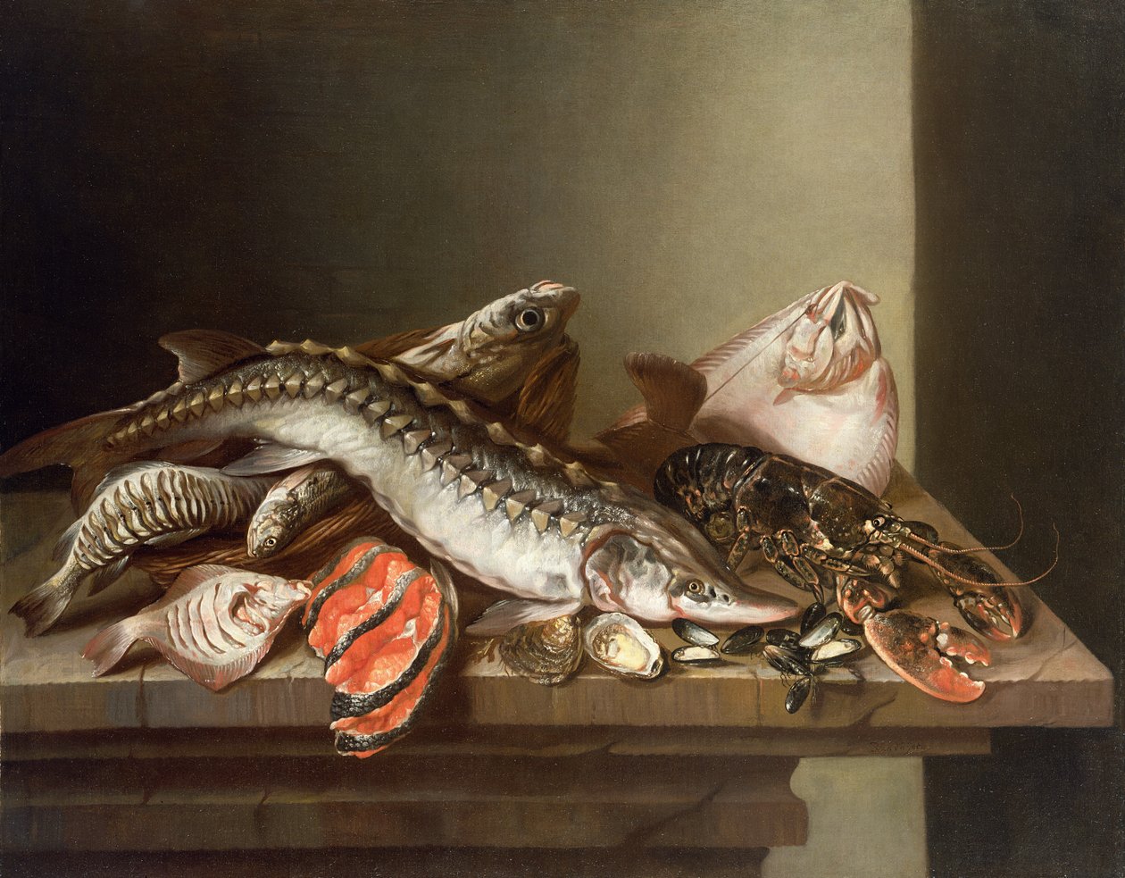Halcsendélet az asztalon alkotó: Isaac van Duynen