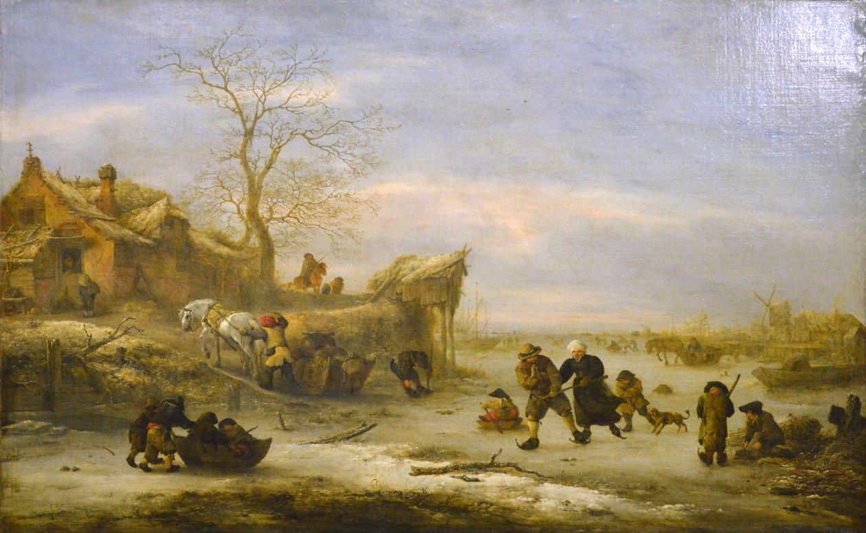 Befagyott csatorna páros korcsolyázással alkotó: Isaac van Ostade