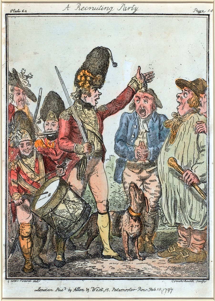 "Egy toborzó párt" alkotó: Isaac (after) Cruikshank