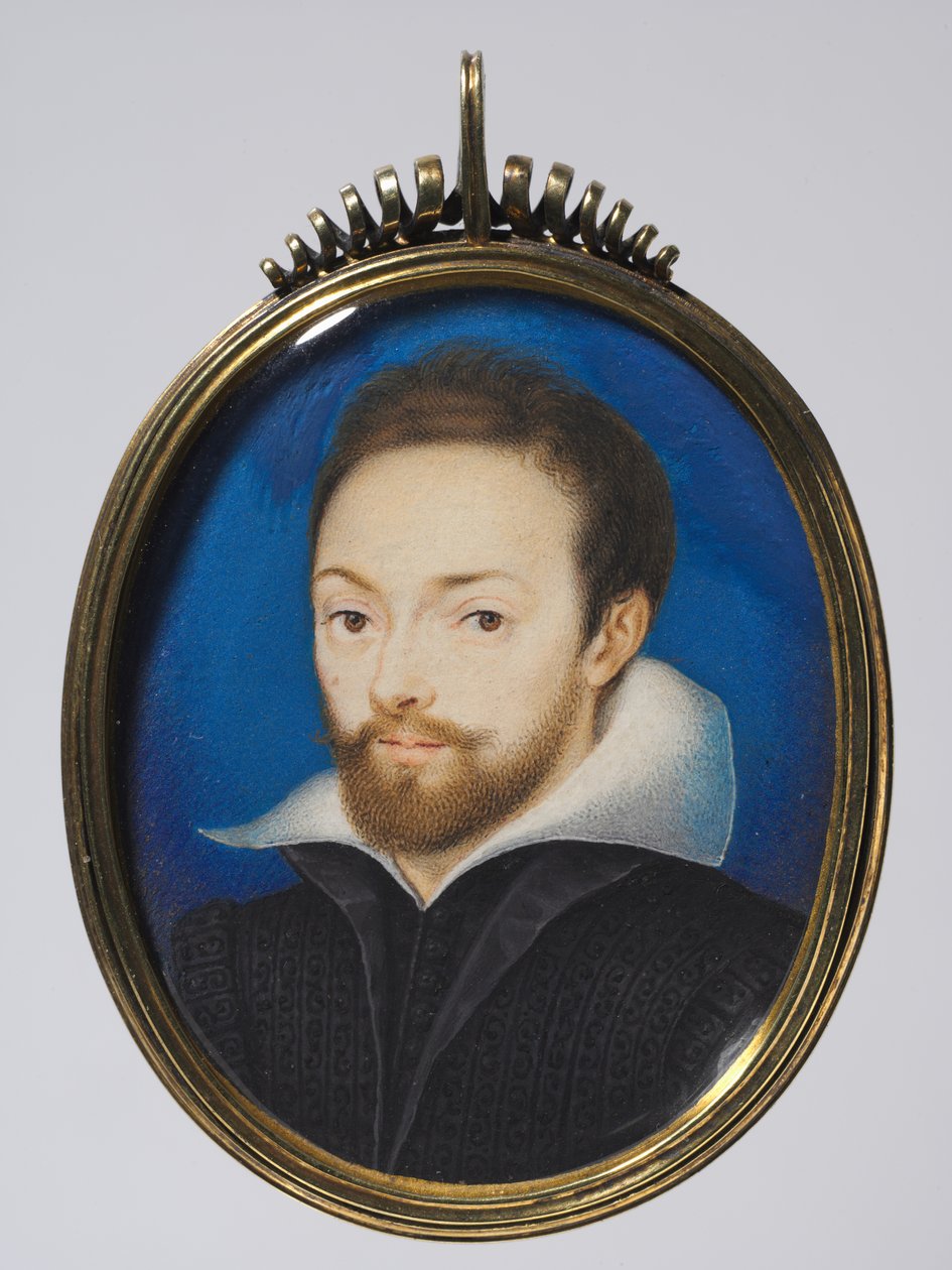 Férfiportré, 1615 körül (akvarell kartonra, későbbi ezüstözött keretben) alkotó: Isaac (after) Oliver
