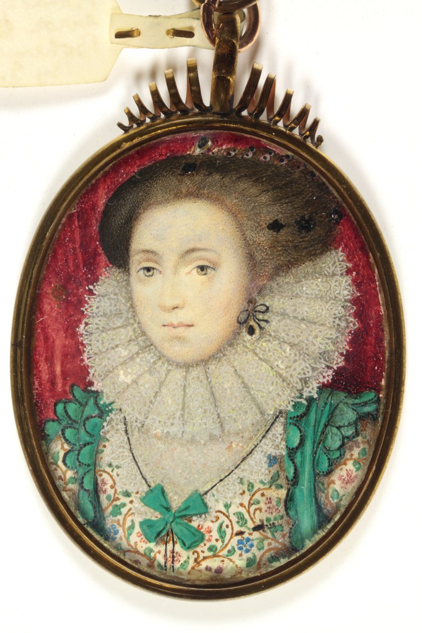 Egy hölgy, amelyet hagyományosan Mrs Holland-ként azonosítanak, Lady Cope (akvarell pergamen) alkotó: Isaac (attr. to) Oliver