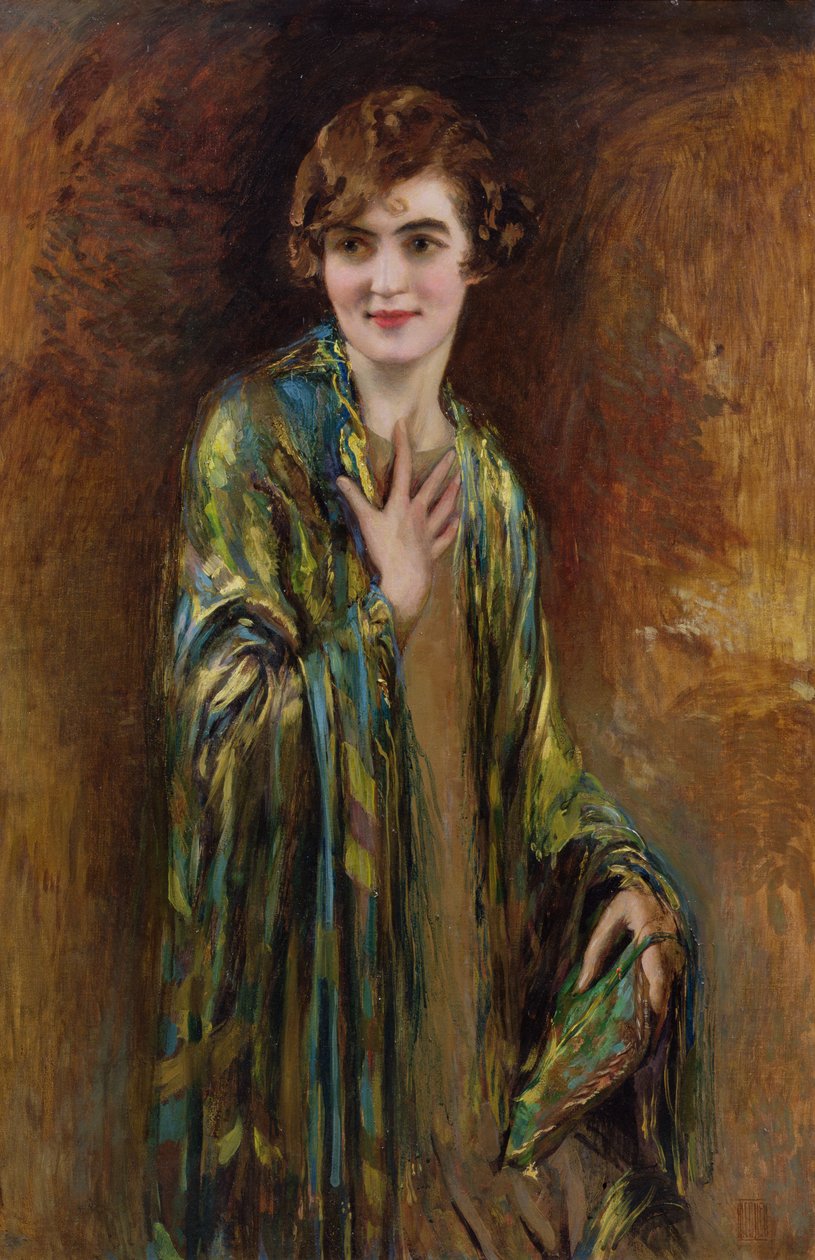 Zöld kendős lány portréja, 1920 körül alkotó: Isaac Cohen